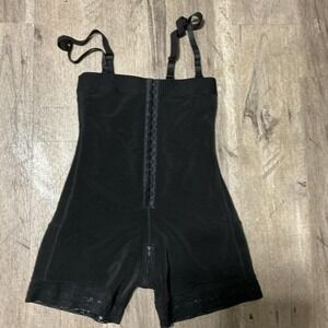 Black zip up bodysuit with lace trim